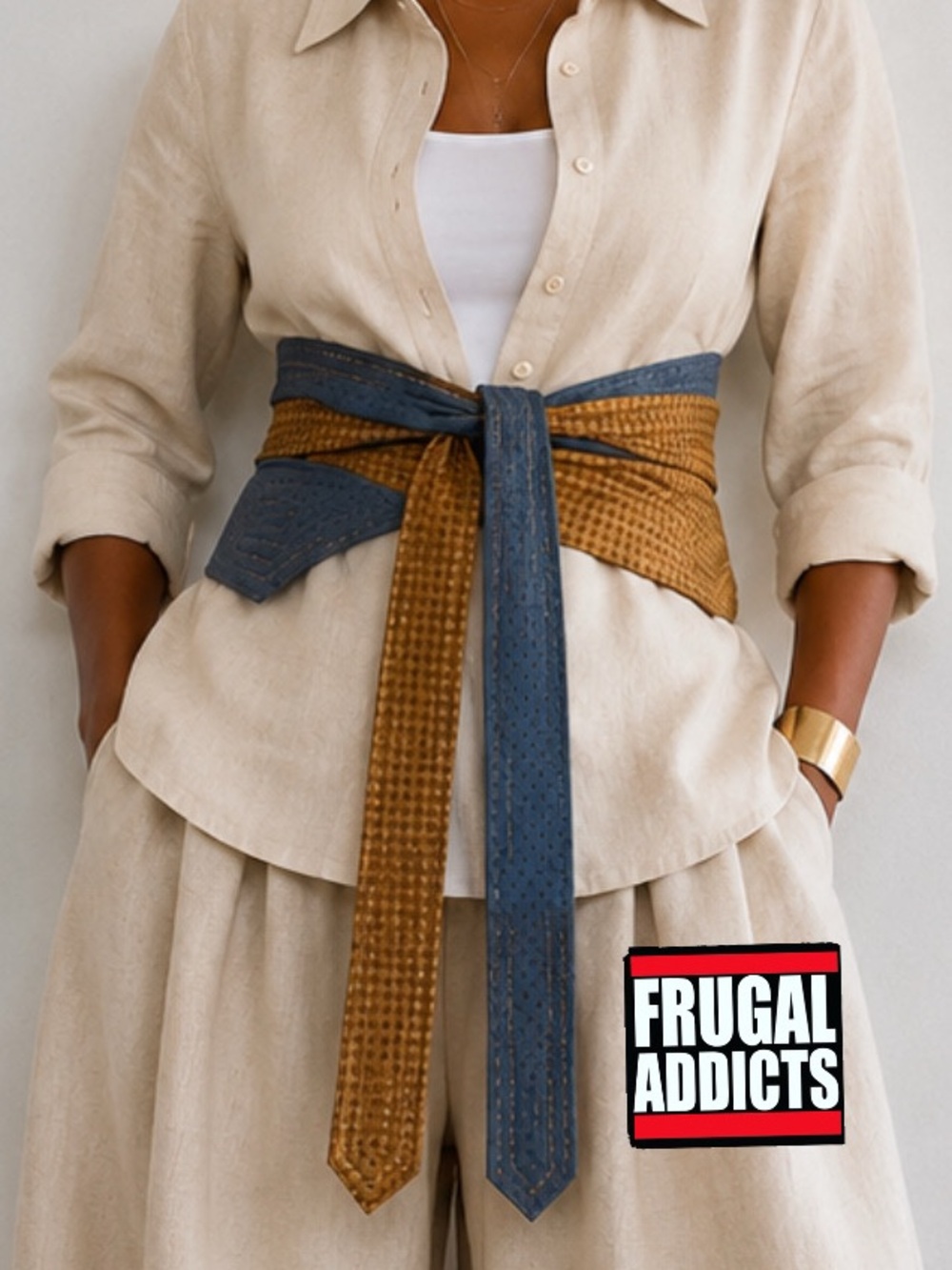 OOAK Handmade Quilted Vintage Silk Tie Belt UNISEX